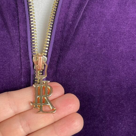 LAUREN RALPH LAUREN LRL Women Tracksuit Jacket Size 1X Velvet Velour Zip Purple - Picture 6 of 16